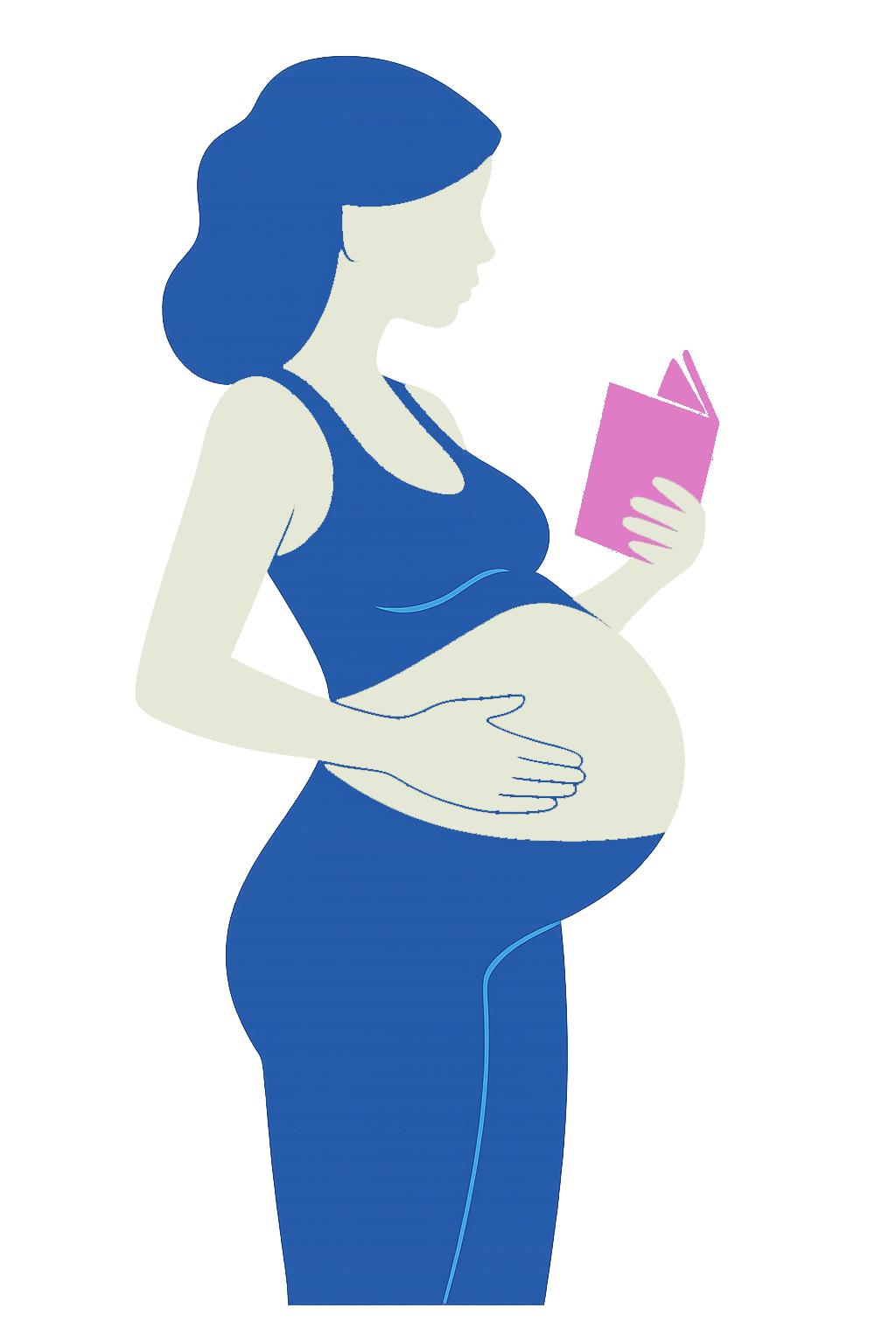 Desenho de uma mãe com o caderno da gestante